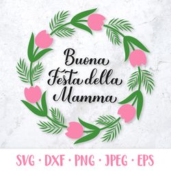 festa della mamma. happy mothers day in italian round sign