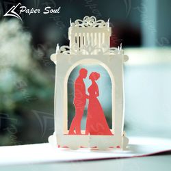 Bride and groom pop up card svg | pop-up wedding card template | papercraft |  diy wedding gift | papersoulcraft