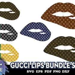 gucci lips bundle svg, gucci logo svg, gucci lips svg