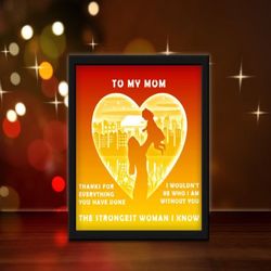 you're the strongest woman i know, shadow box template, paper cutting template, light box svg files, 3d papercut lightbo