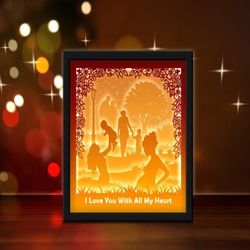 mother's day lightbox sublimation, shadow box template, paper cutting template, light box svg files, 3d papercut lightbo