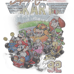 mario kart 92 group shot distressed png sublimation design, digital design