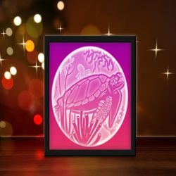 turtle light box sublimation, shadow box template, paper cutting template, light box svg files, 3d papercut lightbox svg