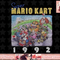 mario kart group shot 1992 vintage poster png sublimation design, digital design
