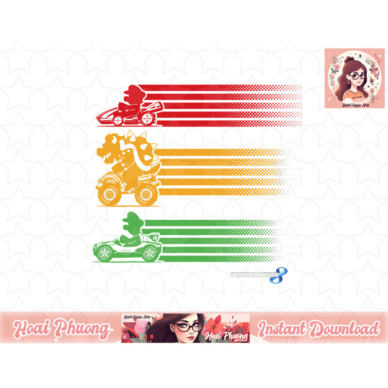 Mario Kart Mario Bowser Yoshi Line Stack T-Shirt.jpg