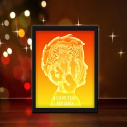i love you my dad light box, shadow box template, paper cutting template, light box svg files, 3d papercut lightbox svg,