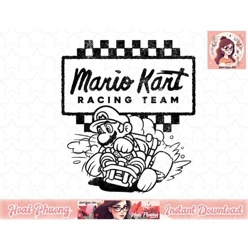 Mario Kart Racing Team Outlined Mario Drift Graphic T-Shirt.jpg