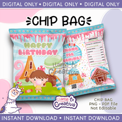 Candyland Chip Bag, Instant Download, not editable