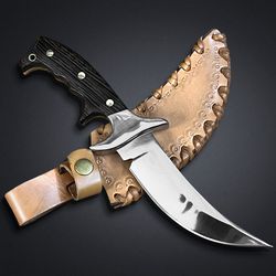 skinner knife custom handmade d2 steel bowie hunting knife with leather sheath hunting knife hand forged mk3827m