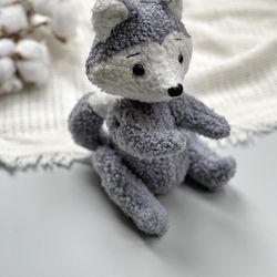 Wolf toy, wolf plush toy, nursery decor, baby toy