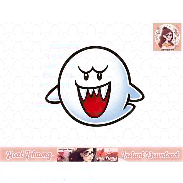 Nintendo Super Mario Boo Face Graphic PNG Sublimation Design | Inspire ...