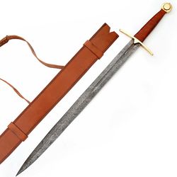 Wolfskin Raider Damascus Steel Viking Sword Full Tang