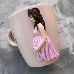 Pregnancy women gift idea, handmade coffee cup for best Mum, custom art mug