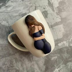 Pregnancy women gift idea, handmade coffee cup for best Mum, custom art mug