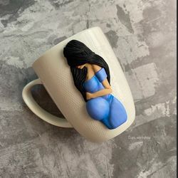 Personalized gift for new Mom, custom tea mug, portrait mug, handmade tea mug