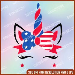 funny american flag unicorn independence day 4th of july, memorial day, american flag, independence day png file