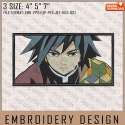 giyuu embroidery files, demon slayer, anime inspired embroidery design, machine embroidery design