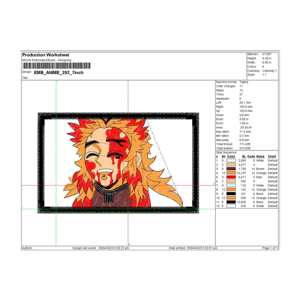 Renguko Pattern Rengoku Embroidery Files, Demon Slayer, Anime Inspired Embro - Inspire ...