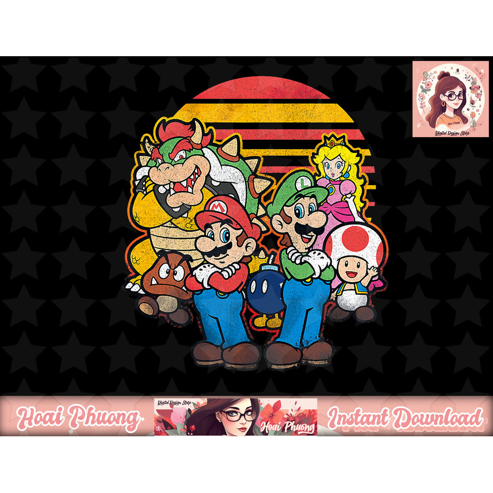 Nintendo Super Mario Group Retro Sunset Graphic.jpg