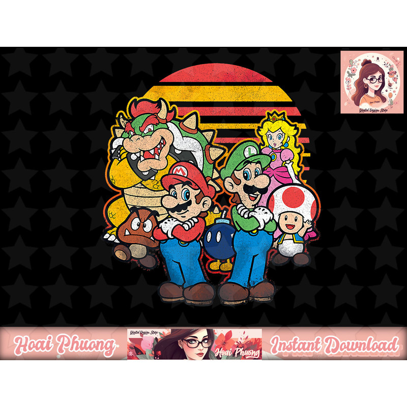 Nintendo Super Mario Group Retro Sunset Graphic.jpg