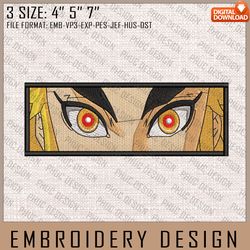 rengoku embroidery files, demon slayer, anime inspired embroidery design, machine embroidery design