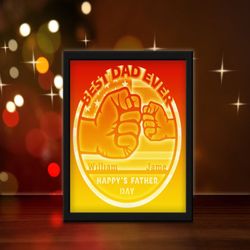 best dad ever sublimation, shadow box template, paper cutting template, light box svg files, 3d papercut lightbox svg, f