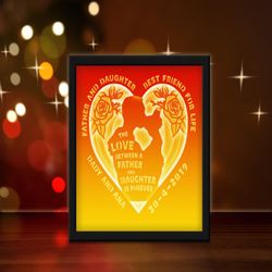 The Love Between a Father and Daughter, Shadow Box Template, Paper Cutting Template, Light Box SVG Files, 3D Papercut Li