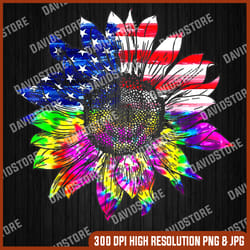 tie dye american flag sunflower 4th july graphic 4th of july, memorial day, american flag, independence day png file