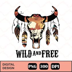 boho bull skull wild & free sublimation