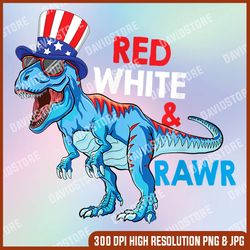 red, white and rawr t rex usa patriotic 4th of july dinosaur 4th of july, memorial day, american flag, independence day