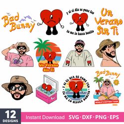 bad bunny bundle svg, bad bunny svg, bad bunny rapper svg, bad bunny clipart, un verano sin ti svg - digital file