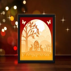 easter bunny, shadow box template, paper cutting template, light box svg files, 3d papercut lightbox svg, file diy, cutt