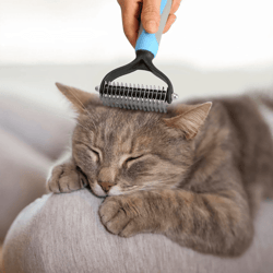 Ergonomic Handle Dematting Brush | Arched Head Pet Dematting Comb | Hair Dematting Tool for Cats & Dogs
