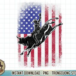 bull rodeo riding rider cowboy western american flag png sublimation