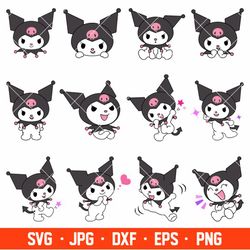 kuromi bundle svg, kuromi svg, hello kitty svg, kuromi cricut, kuromi clipart, my melody and kuromi svg - digital file