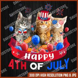 three cat happy 4th of july balloon lover independence day 4th of july, memorial day, american flag, independence day