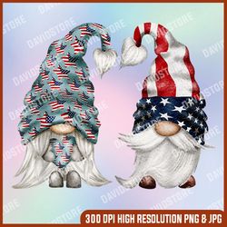4th of july gnomies independence day - two patriotic gnomes memorial day, american flag, independence day png file