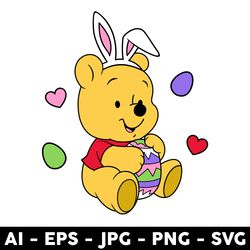 baby pooh easter bunny svg, baby pooh svg, easter bunny svg, png dxf eps digital file - digital file