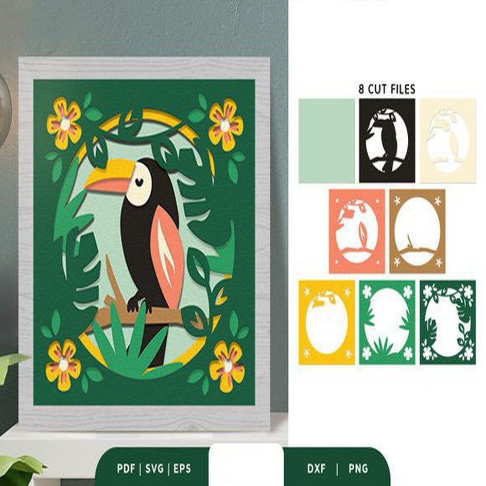 1080x1080 size Toucan-in-Tropical-Jungle-3D-Shadow-Box-3D-SVG-67997446-2-580x386.jpg