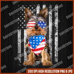 yorkshire 4th of july patriotic yorkie america flag memorial day, american flag, independence day png file sublimation