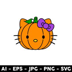 hello kitty pumpkin svg, hello kitty svg, pumpkin svg, halloween svg, png jpg dxf eps digital file - digital file