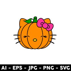 hello kitty with pumpkin svg, hello kitty svg, pumpkin svg, halloween svg, png jpg dxf eps digital file - digital file