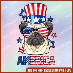 america pug dog owner 4th of july usa flag memorial day, american flag, independence day png file sublimation