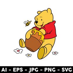 honey pooh bear svg, pooh bear svg, winnie the pooh svg, disney svg, png jpg dxf eps digital file - digital file