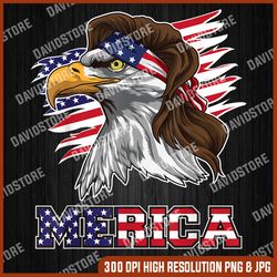 merica memorial day, american flag, independence day png file sublimation american bald eagle mullet