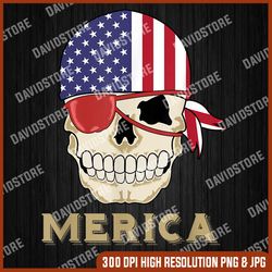 merica pirate skull american flag 4th of july memorial day, american flag, independence day png file sublimation