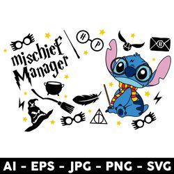 mischief manager stitch full wrap svg, stitch svg, magical wizard svg, disney svg, png jpg dxf eps file - digital file