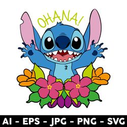 ohana stitch svg, blue alien ohana svg, stitch svg, cartoon svg, png jpg dxf eps digital file - digital file
