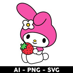 kitty my melody strawberry svg, my melody svg, hello kitty svg, cartoon svg, png dxf eps digital file - digital file