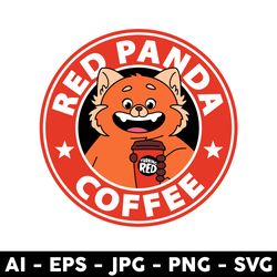 red panda coffee svg, turning red svg, panda coffee svg, starbucks svg, png jpg dxf eps digital file - digital file